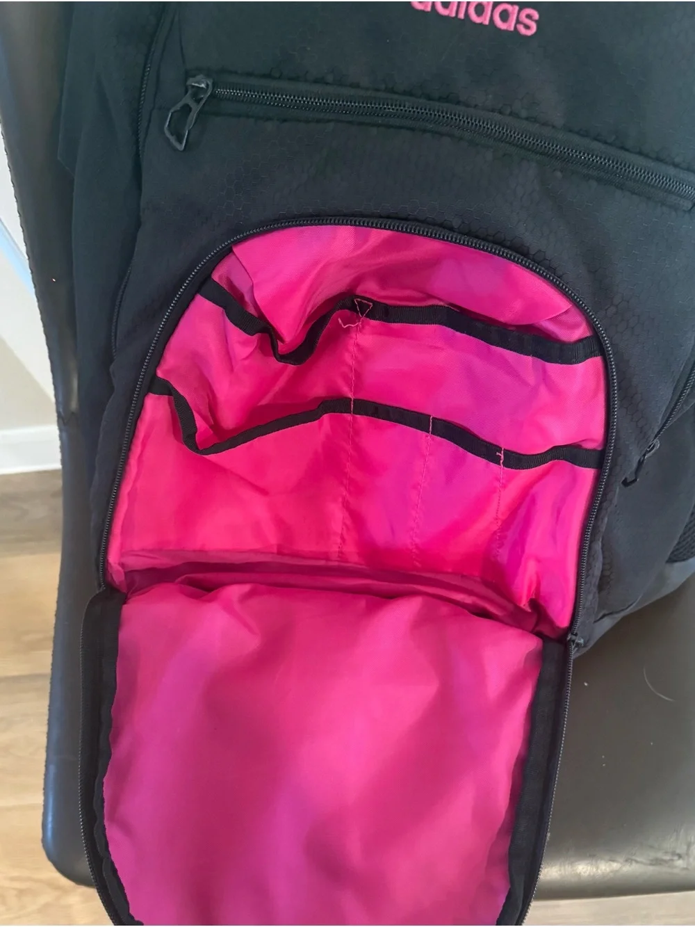 adidas Black Backpack with Pink Trim and Logo - Picture 3 of 6
